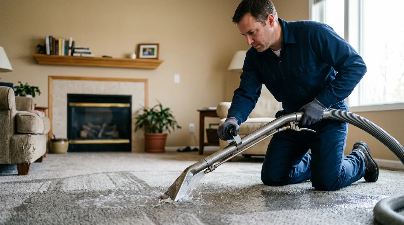 Water damage restoration technician working near Cooter, MO
